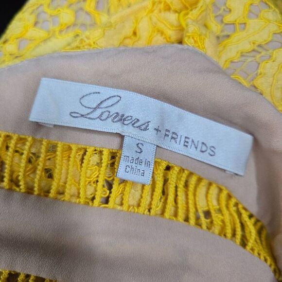 Lovers + Friends Moon Dance Lace Yellow Mini Dress Size Small - Picture 8 of 9